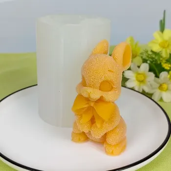 귀여운 토끼 실리콘 몰드 버니 캔들 몰드 송진, 아로마 테라피 석고 비누, DIY 홈 장식품, 장식 주조 도구, 3D 