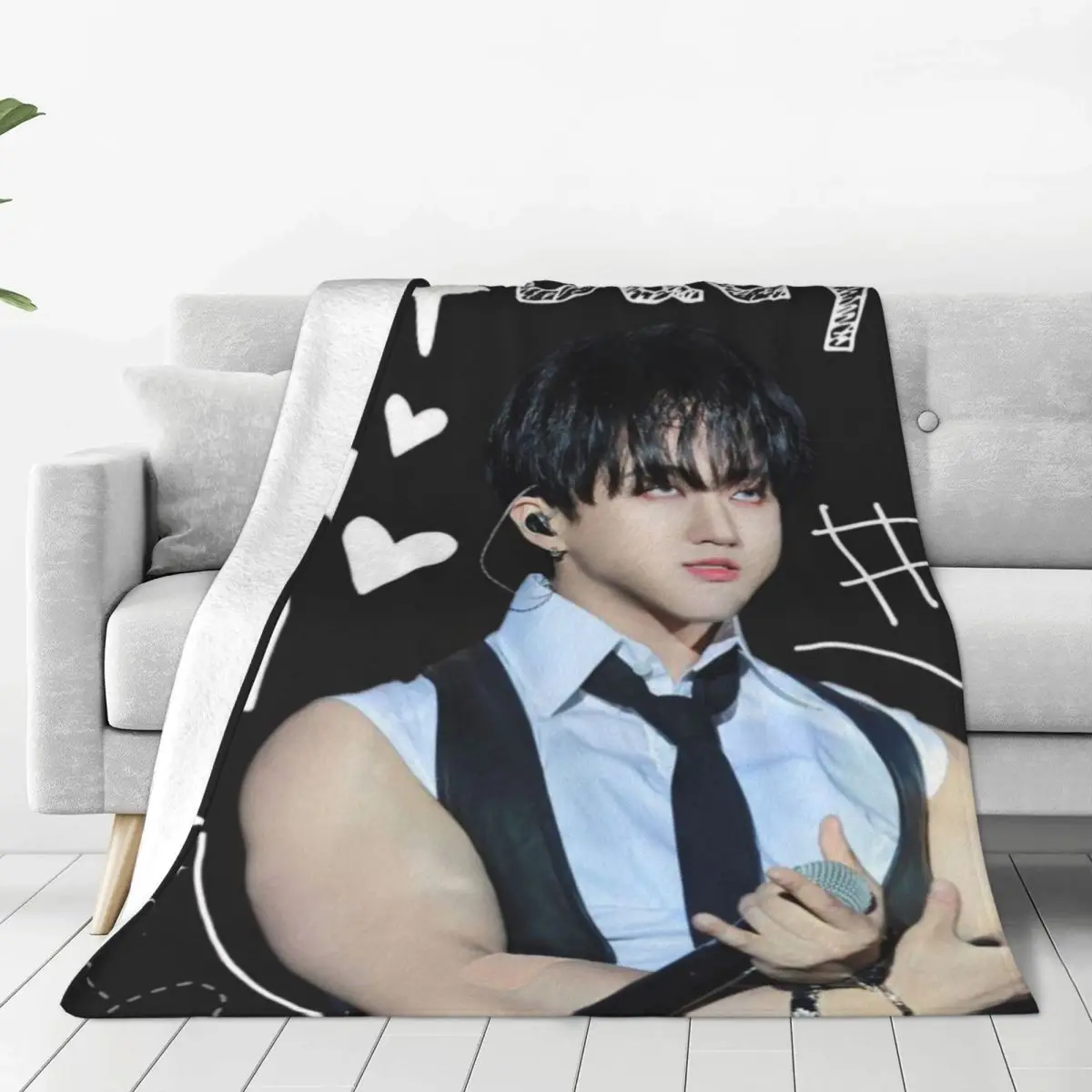 Fluffy Baby Blanket Kpop Seo ChangBin Sofa Camp Nap Bedspread Cozy Flannel Blanket Bedroom Decor