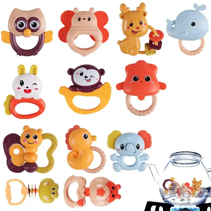 

Baby Rattles Teether Infant Monkey Grab Shake Rattle Baby Rattles Toys Set Sensory Teether Early Development Learning Music Toy