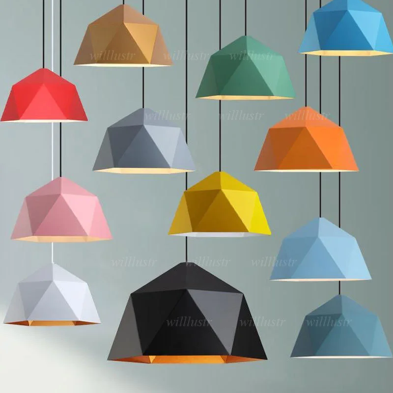 

Геометрический железный подвесной светильник, металлическая крышка горшка, подвесной светильник, отель, кафе-бар, цвет макарон, подвесная потолочная люстра