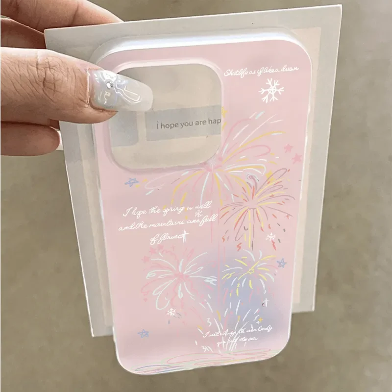 

Brilliant Beautiful Fireworks Matte Transparent For iPhone Case 16 15 14 13 12 11 Pro XR XS Max 7 8 Plus Phone Y2K Girl Cover