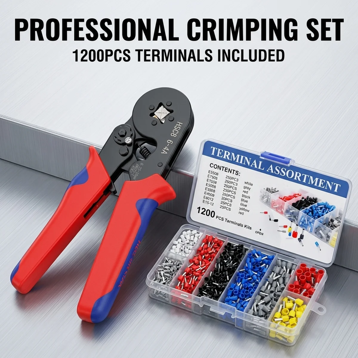 Terminal de Crimpagem Tubular VE, Conjunto de Alicates de Crimpagem Múltipla, Conector de Equipamento Elétrico, Alicates de Crimpagem