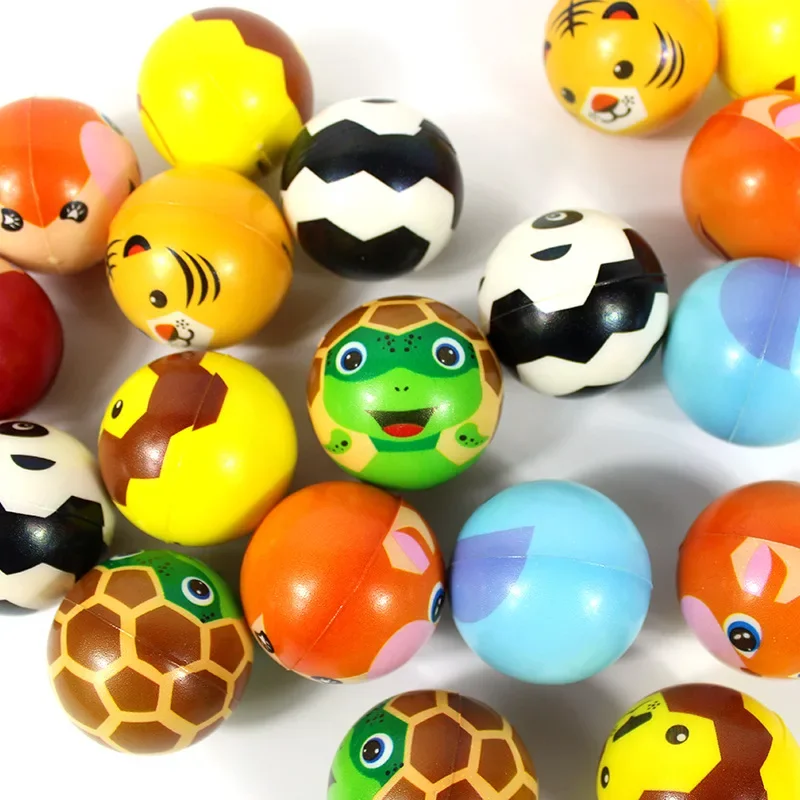 5pcs Cartoon Dinosaur Bouncy Balls Dino Party Gift Kids Favor Jumping Solid Elastic Rubber Ball Birthday Party Favor Sponge Ball
