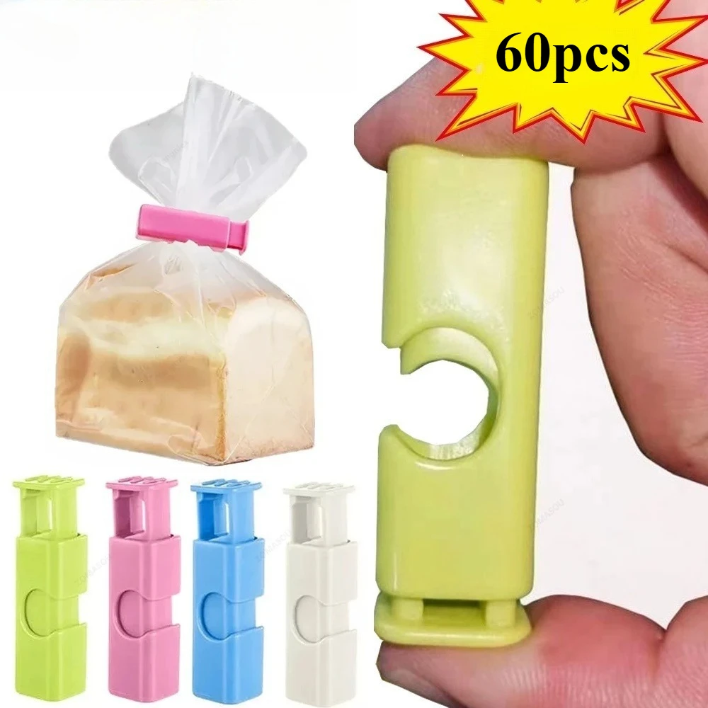 60/10Pcs Reusable Food Sealing Clips Bread Storage Bag Clips For Snack Wrap Bags Spring Clamp Kitchen Organization Sealing Clamp