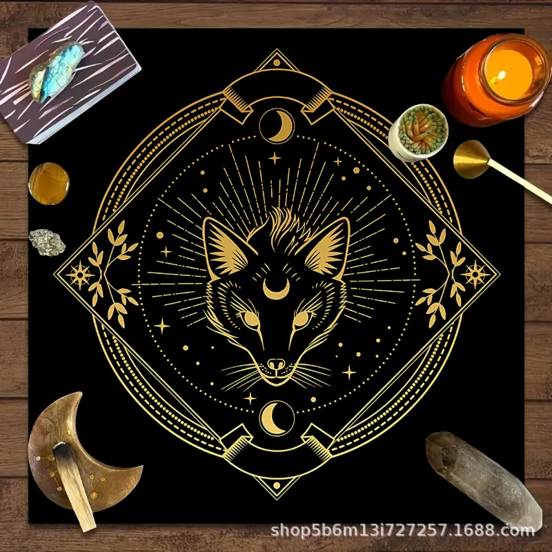 VIKAMA Zodiac & Fox Tarot Altar Cloth Divination Pendulum Board Tablecloth Witchcraft Home Decoration