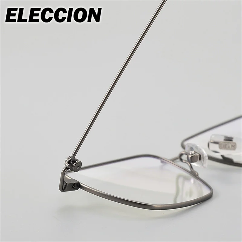 ELLCCION النظارات الطبية التيتانيوم النقي فائقة الجودة النظارات البصرية الرجال النساء نظارات دائرية قصر النظر ناقص عدسة اللونية