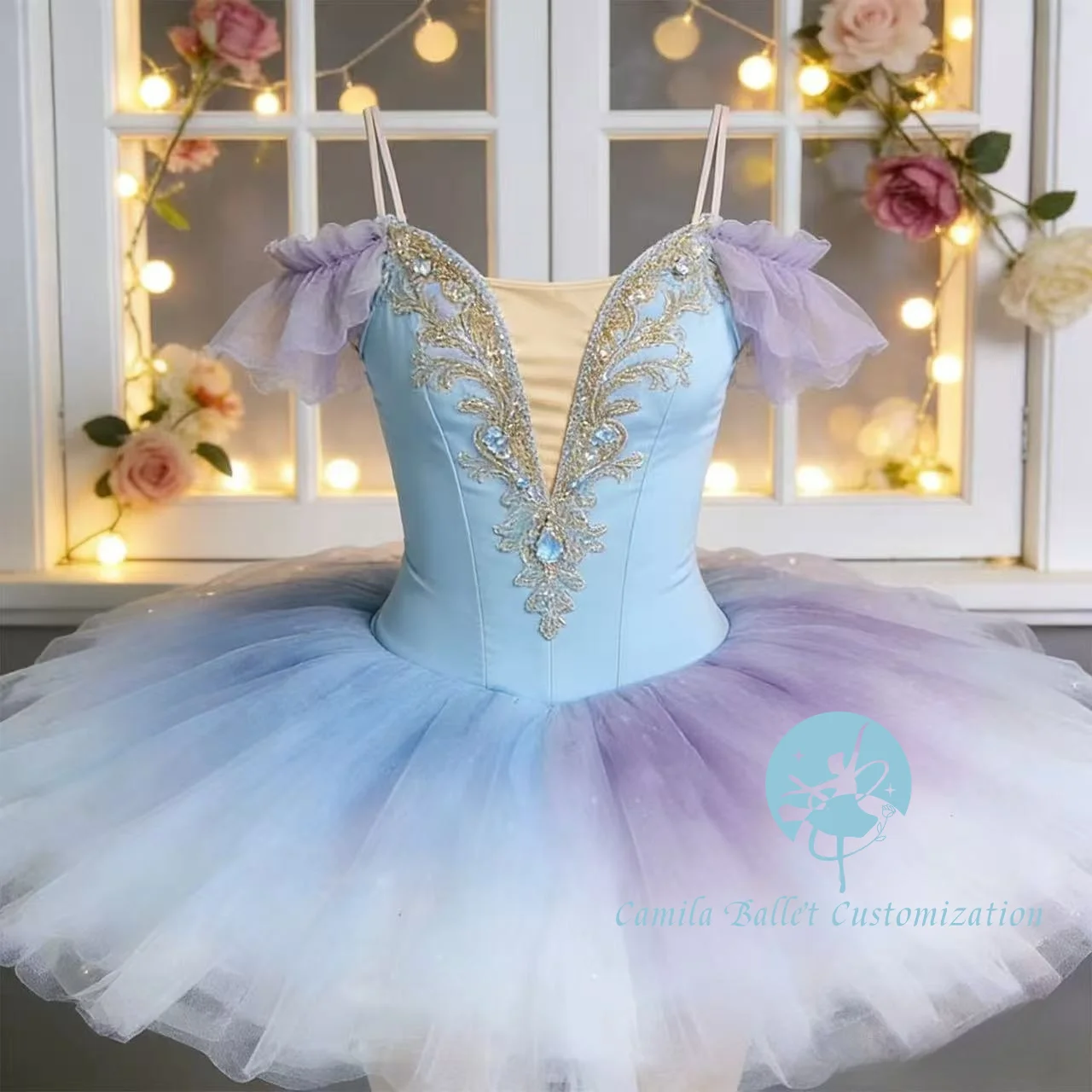 

Новая сине-фиолетовая градиентная юбка-пачка «Спящая красавица» для балетных выступлений и соревнований, для взрослых и детей, коллекция 2026 года