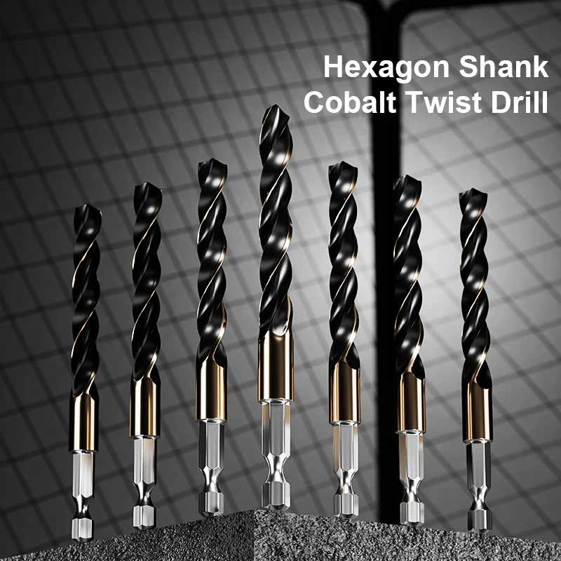 Newshark Hex Shank Twist Drill Bit Set Wood Metal Hole Cutter Core Drilling Tool Cobalt Drill Bits 2 3 4 5 6 7 8 9 10 12mm HSS