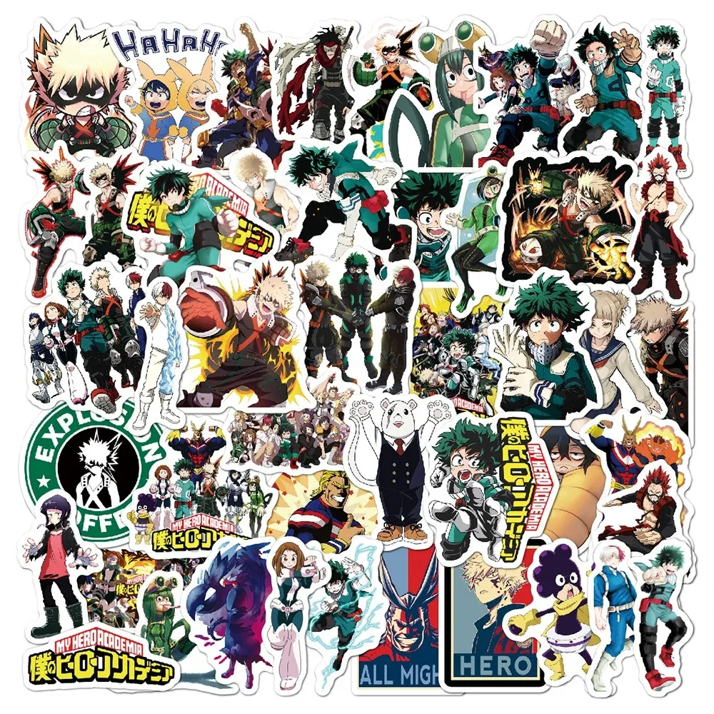 10/30/50pcs My Hero Academia Stickers Deku Uraraka Anime Sticker Laptop Skateboard Bike Phone Waterproof Characters Decals Toys