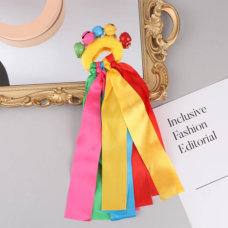 * 1Pcs Children's Wrist Ribbon Team Sports Pompom Cheerleading Big Match Pom Club Dance Props Elastic Bracelet With Elastic Rope