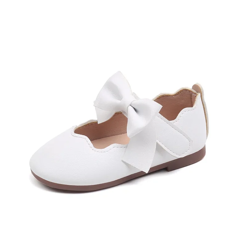 Girls Mary Jane Shoes Children Solid Color Bow Round-toe Bow 2024 New Kids Fashion Soft Moccasin Shoes Baby First Walker Shoes