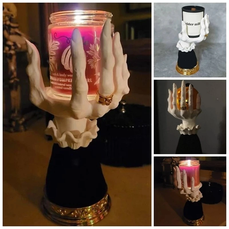 Witch Hand Candlestick Resin Candle Holder Halloween Palm Candle Holder Resin Witch Hand Candlestick Halloween Home Party Decor