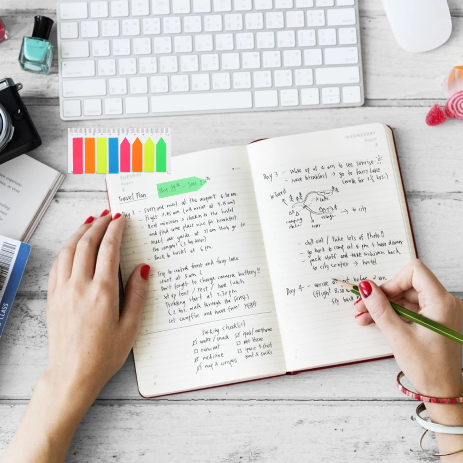 

5Sets Fluorescent Sticky Index Notes PVC Colored Memo Stickers for Organizing Labeling Office Supplies Highlighting