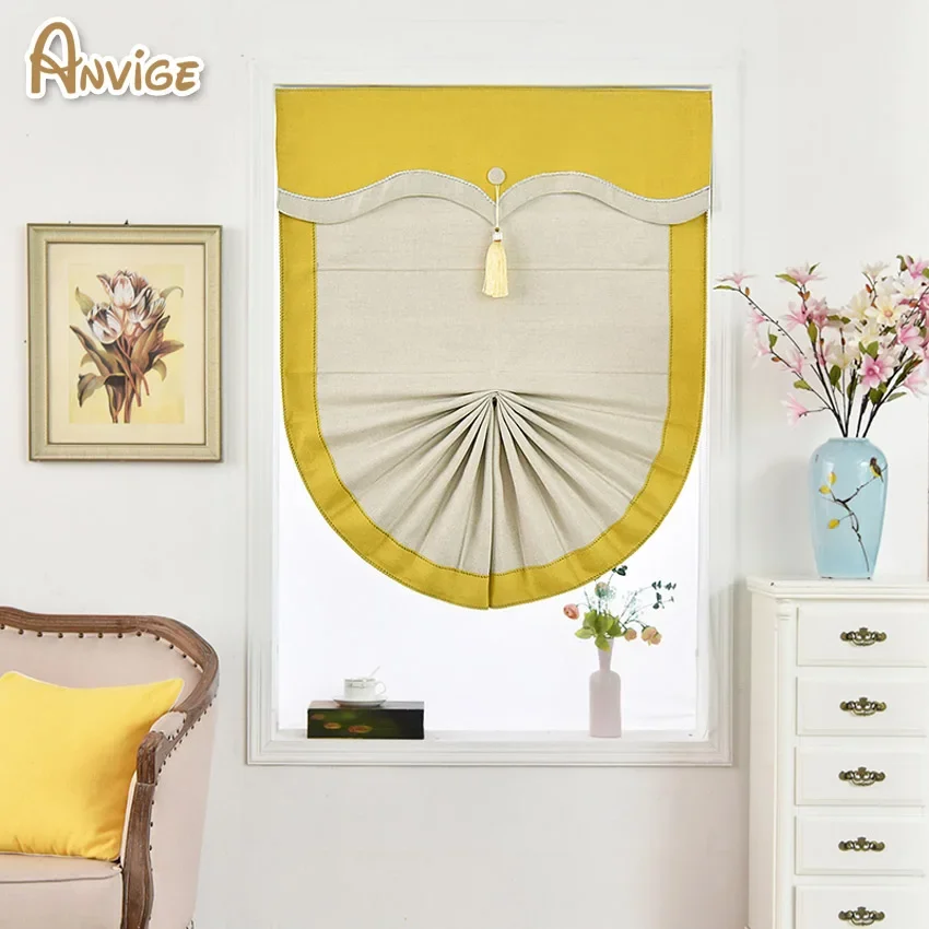 ANVIGE Modern Fan Roman Shades Blackout/Light Filtering Curtain Window Blinds Roman Shades Customized