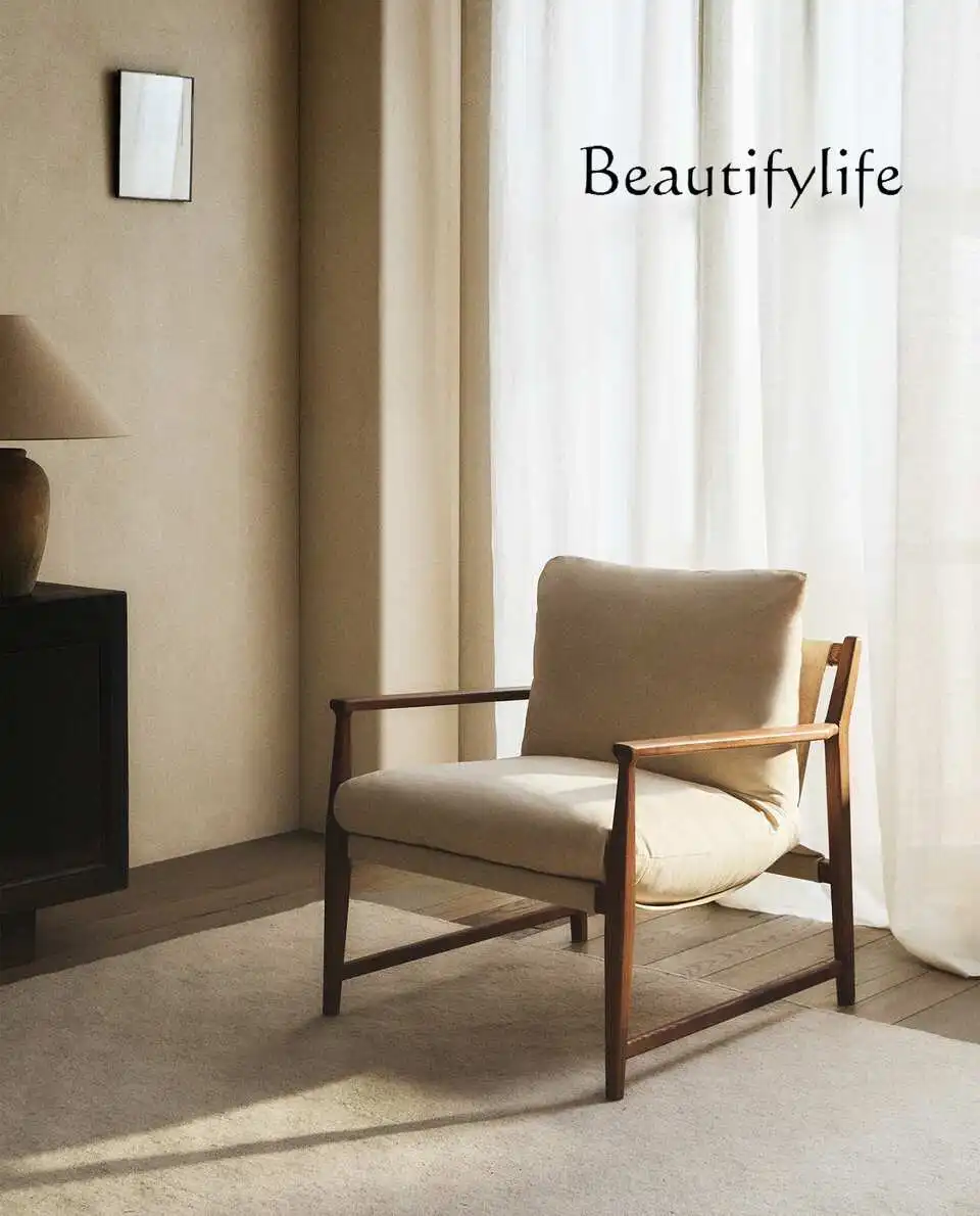 

European modern simple home living room detachable zipper cushion wooden single sofa