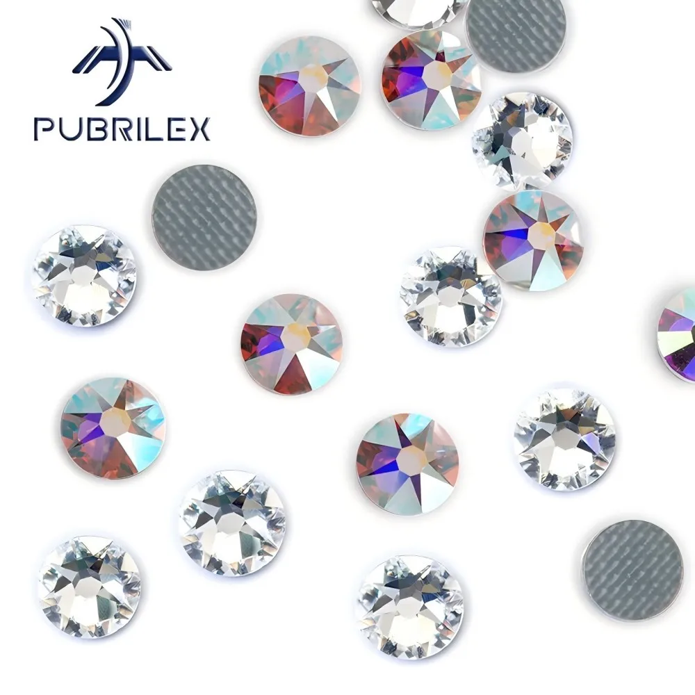 Pubrilex 2088HF Crystal AB/Clear Hotfix Flatback Strasssteine, brillanter Kleber auf Strass für Hochzeitskleider und Kleidungsdekoration. – Detail 1