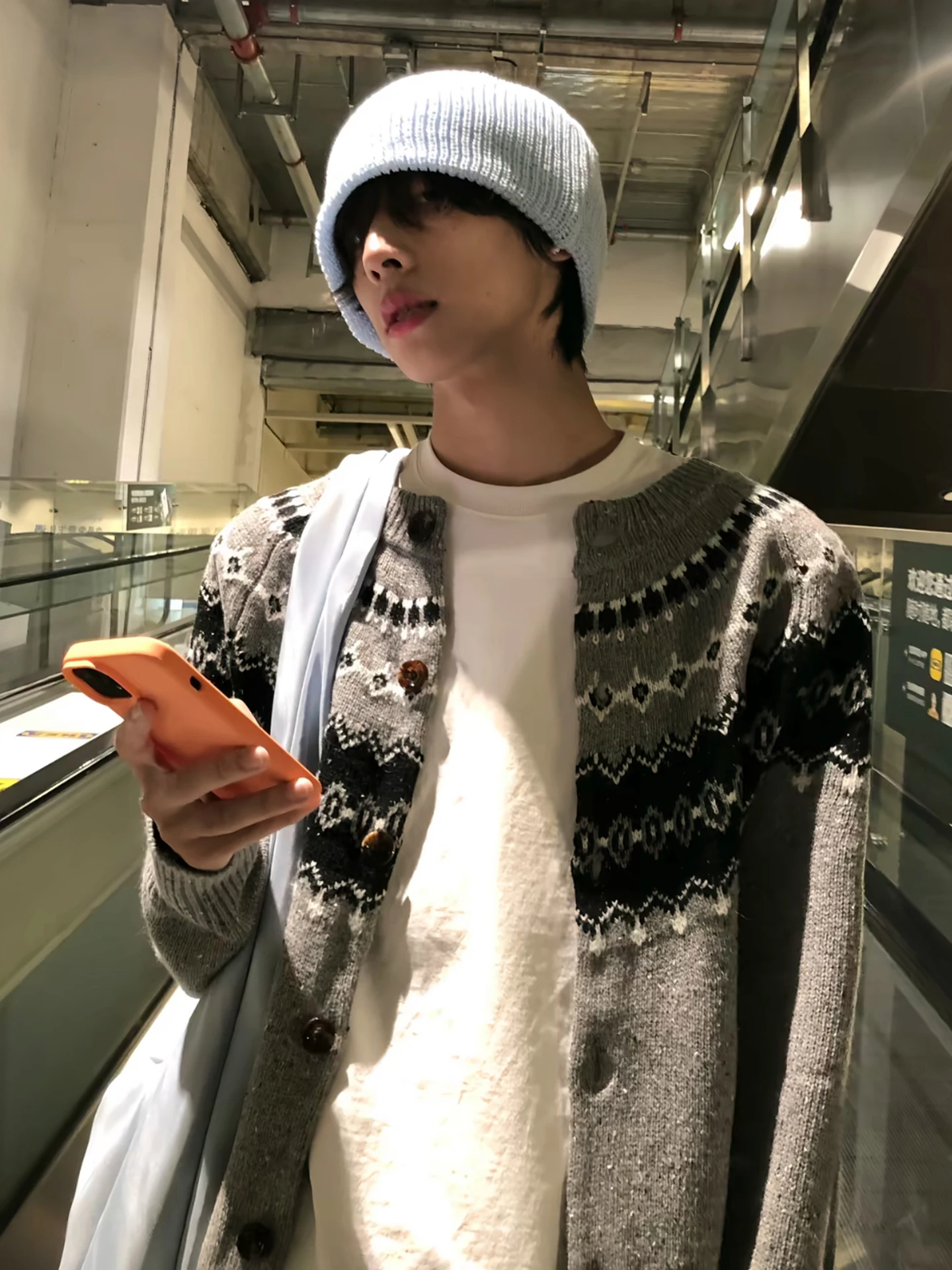 

Мягкий уютный мужской вязаный кардиган с узором «Звездный Фэр-Айл», повседневная верхняя одежда для молодежи, с длинными рукавами, круглым вырезом, трикотаж