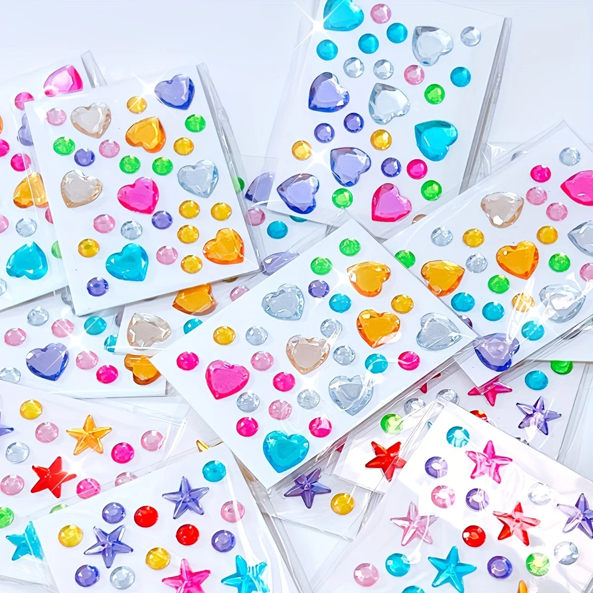 10Packs Random Style Mini Stickers, Self‑Adhesive Multicolor Decals for Crafts Nail Art Face Body Hair Decorations