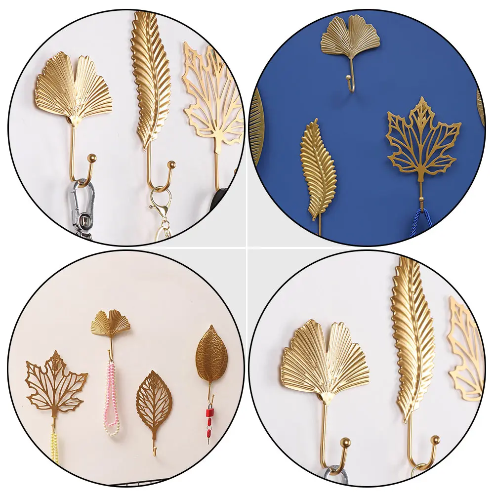 

2pcs Leaf Shape Hooks Nordic Style Wall Hanging Home Decor Coat Rack Durable Strong Bedroom Living Room Elegant Design