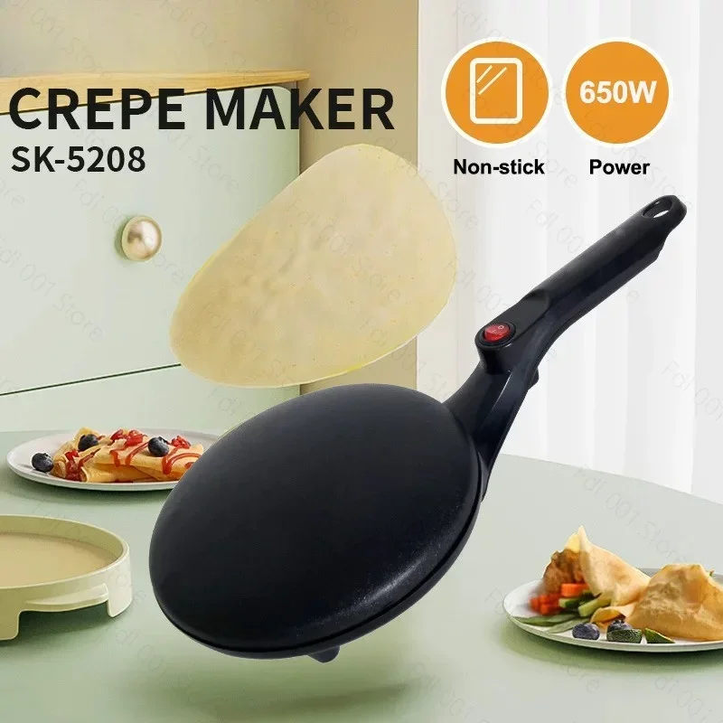 Electric Crepe Maker Non‑stick Griddle Multifunctional Baking Pan for Pancake Pizza Spring Roll Household Breakfast Cooking