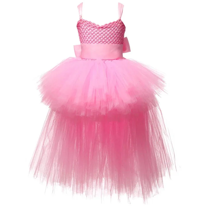 AD1 Платье-пачка с v-образным вырезом для девочек и хвостом, однотонные пышные тюлевые платья со шлейфом для девочек, принцесса, детский карнавал, Хэллоуин C5@rD~