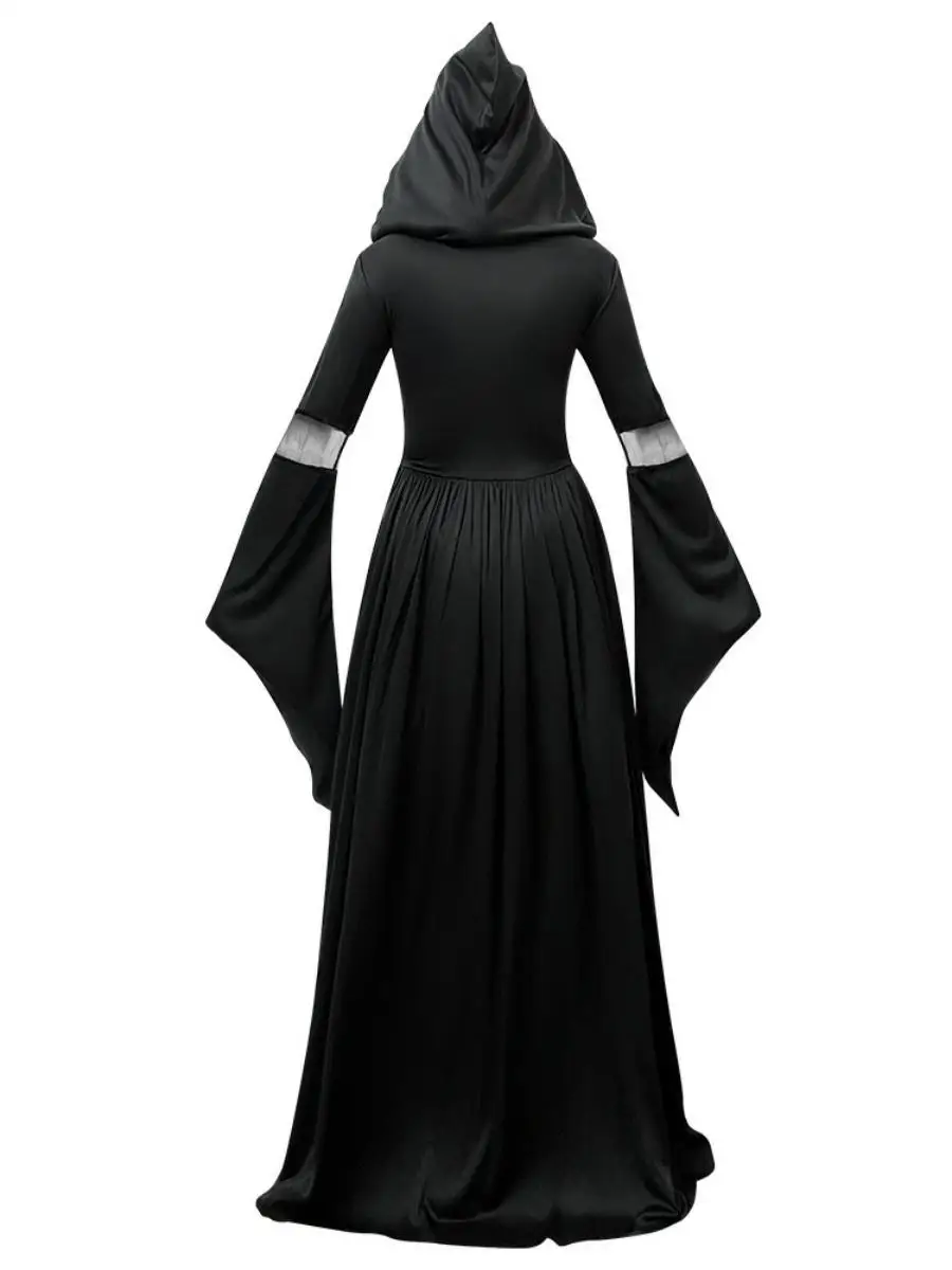 2025 جديد loween الساحرة الدكتور مع غطاء محرك السيارة الهيكل العظمي معالج تأثيري مرحلة الأداء زي المرأة التقليدية العرقية المرحلة C...