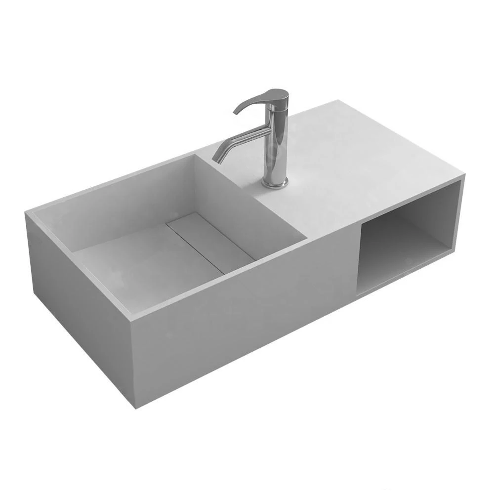 

31,5-дюймовая твердая поверхность, каменная настенная раковина, туалетный столик, раковина с кабиной для хранения WD3837-1075R