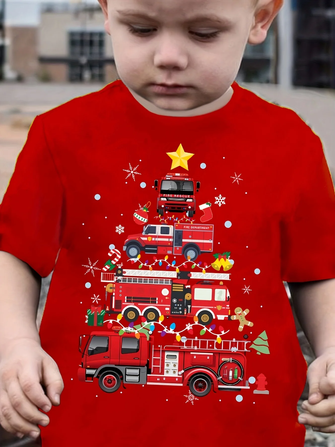 子供のクリスマス Tシャツ 3D プリントおかしいトップスフェスティバル半袖ベビー服 2-10y クリスマスギフト男の子女の子服