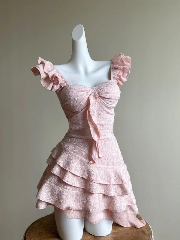 

Sweet Sle Sakura Pink Swimsuit Women's Conservative Student Swimwear Gathered Small Chest Illusory Slimming for H...