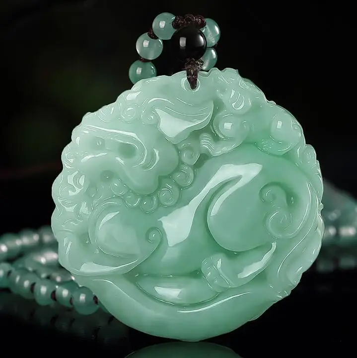 

Natural Myanmar Jadeite Treasure Kylin Pendant Men's and Women's Transshipment Versatile Pendant