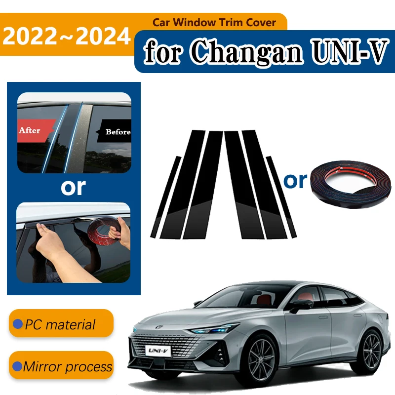 

Для Changan UNI V 2023 аксессуары UNIV UNI-V 2022 2024 полированные столбики Автомобиля Оконная отделка B C наклейка на столбик автомобильные аксессуары