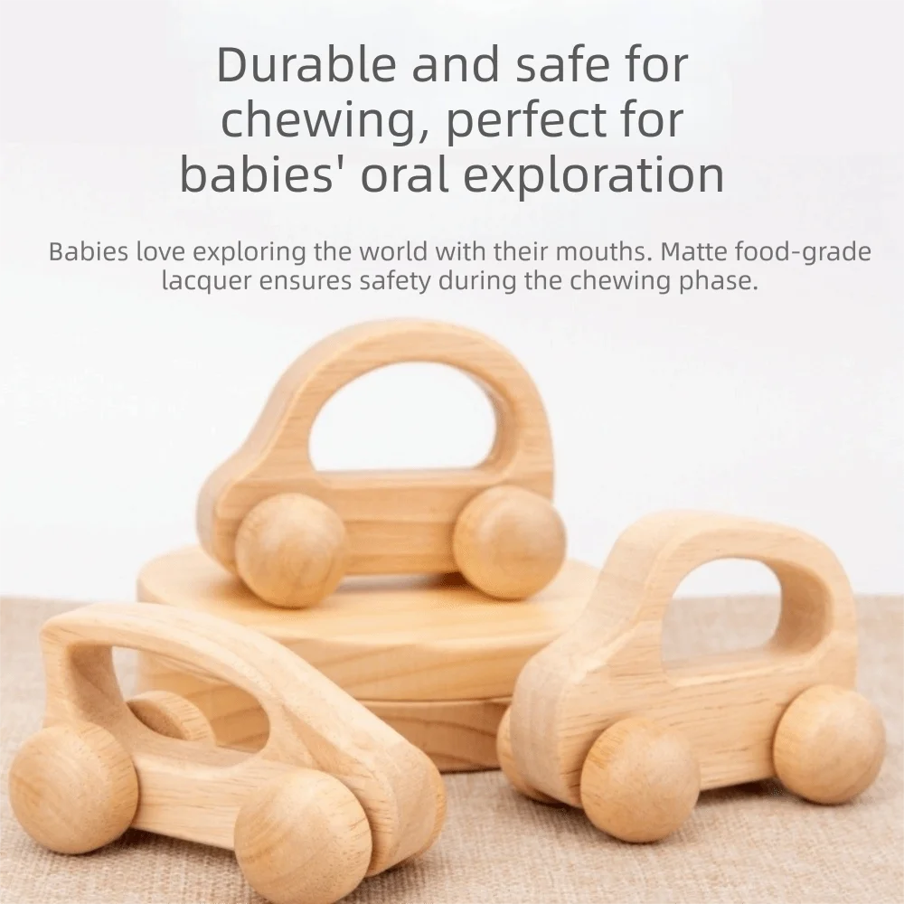 Educational Wooden Material Baby Wooden Toys Hand-pushed Handmade Montessori Toys Beech Wood Cartoon Stacking Blocks Baby Gift