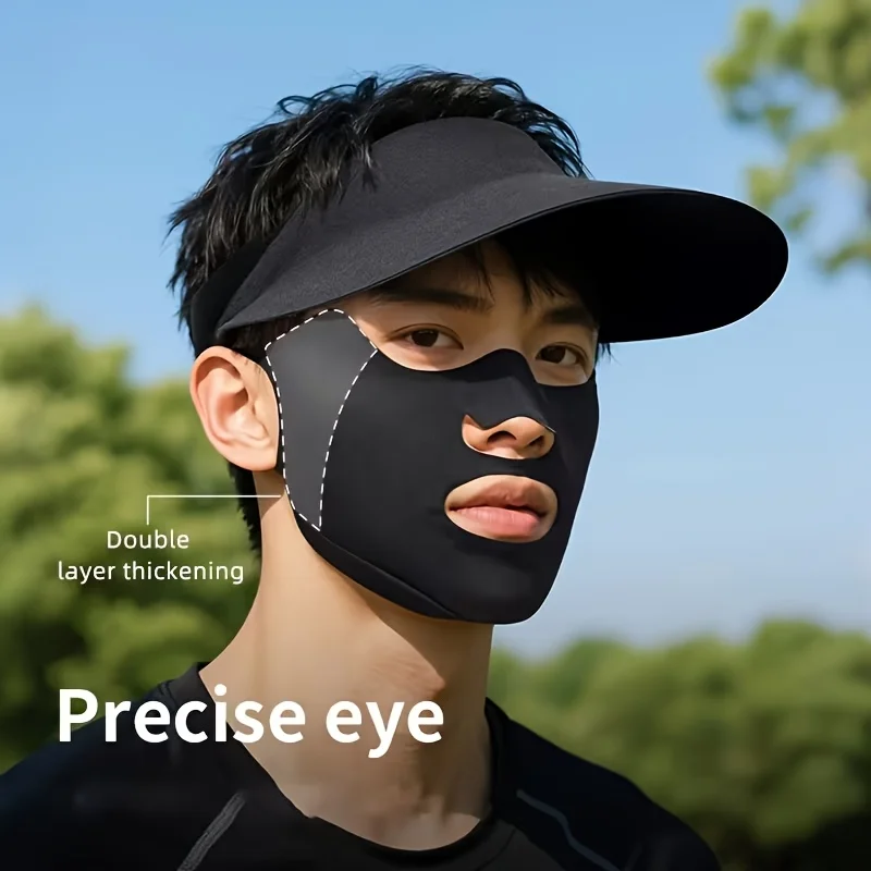 2pcs Summer Ice Silk Face Mask, Unisex Thin Quick Dry Breathable Headscarf with Eye Nose Mouth Openings, UV Protection