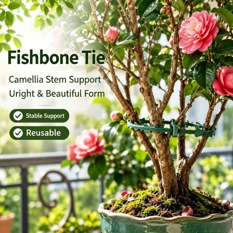 50-1000pcs Reusable Green Plants Cable Ties Adjustable Self Locking Wrap Rings Fastener Plant Vine Tree Shrubs Support Organizer