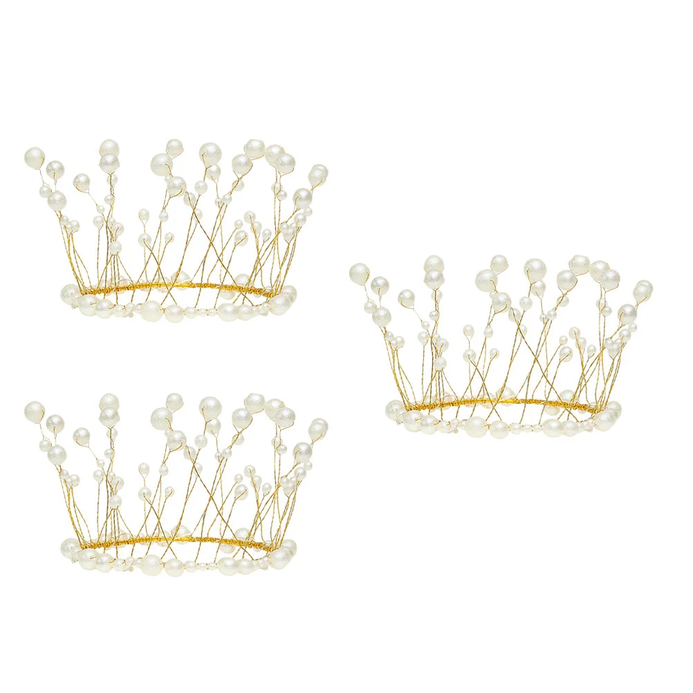 

3 Pcs Crown Cake Decorating Ornament Dessert Topper Party Metal Decoration Baking Supply