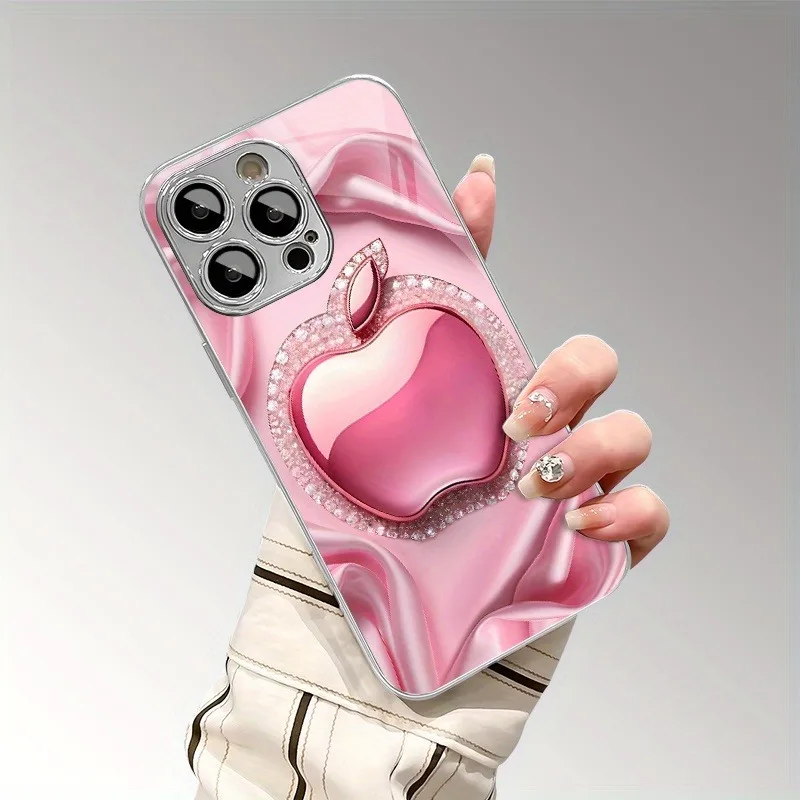 

Pink Sparkling Diamond Phone Case for iPhone 17 16e 16 15 14 13 12 Mini 11 Pro XS Max XR X 8 7 6 Air Plus Tempered Glass Cover