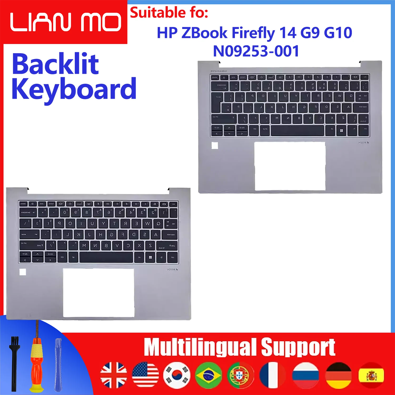 

UK/US layout for HP ZBook Firefly 14 G9 G10 N09253-001 C-shell backlight keyboard