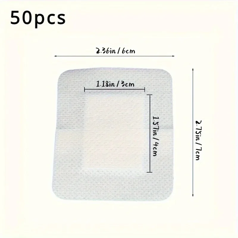 50pcs Large Hypoallergenic Wound Dressing, Non-Woven Medical Adhesive Bandage for First Aid, Breathable Water-Resistant Patch
