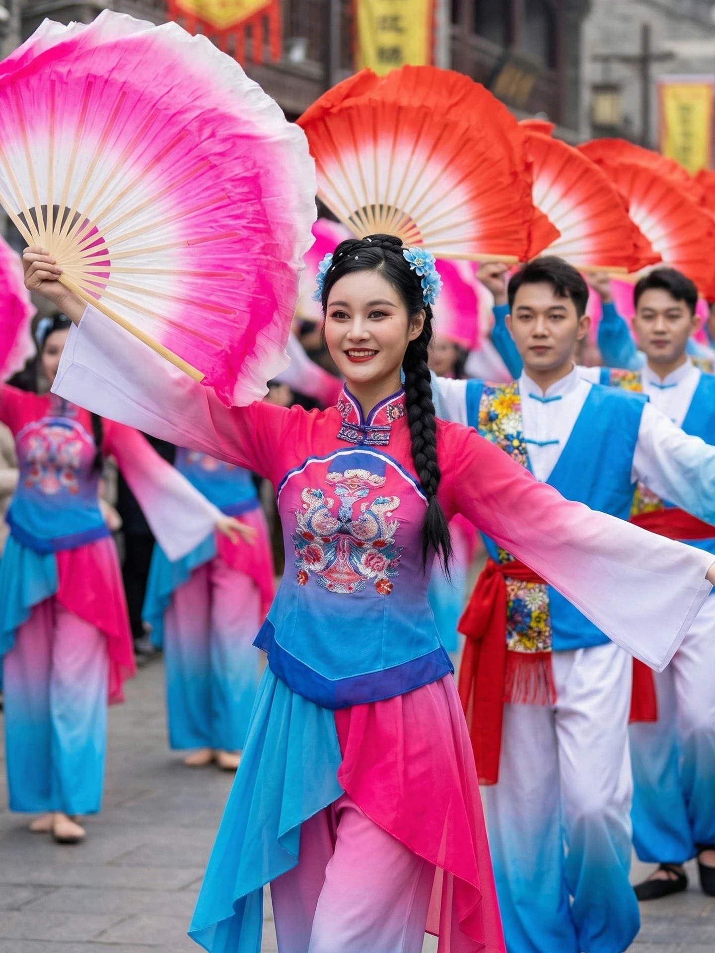 

Новый праздничный костюм для танца Янгэ из Северо-Восточного Цзяочжоу 2026 года, для танца с поясными барабанами, национальный стиль, для квадратных танцев, классический, для выступлений.