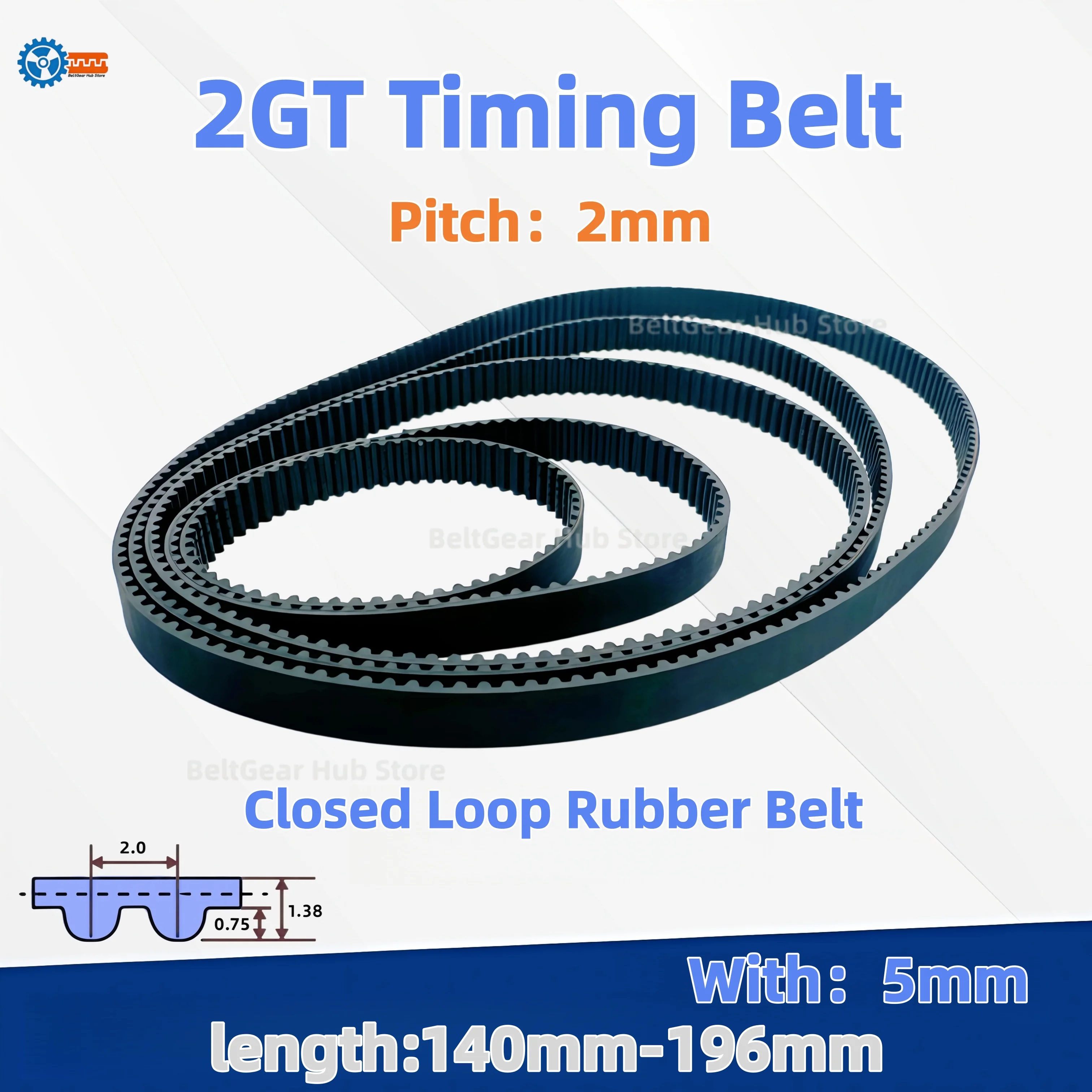 

GT2 Timing Belt Length Length 140 150 152 156 160 196mm Width 5mm 3D Printer Parts G2M Synchronous Belt 2GT Drive Toothed Belt