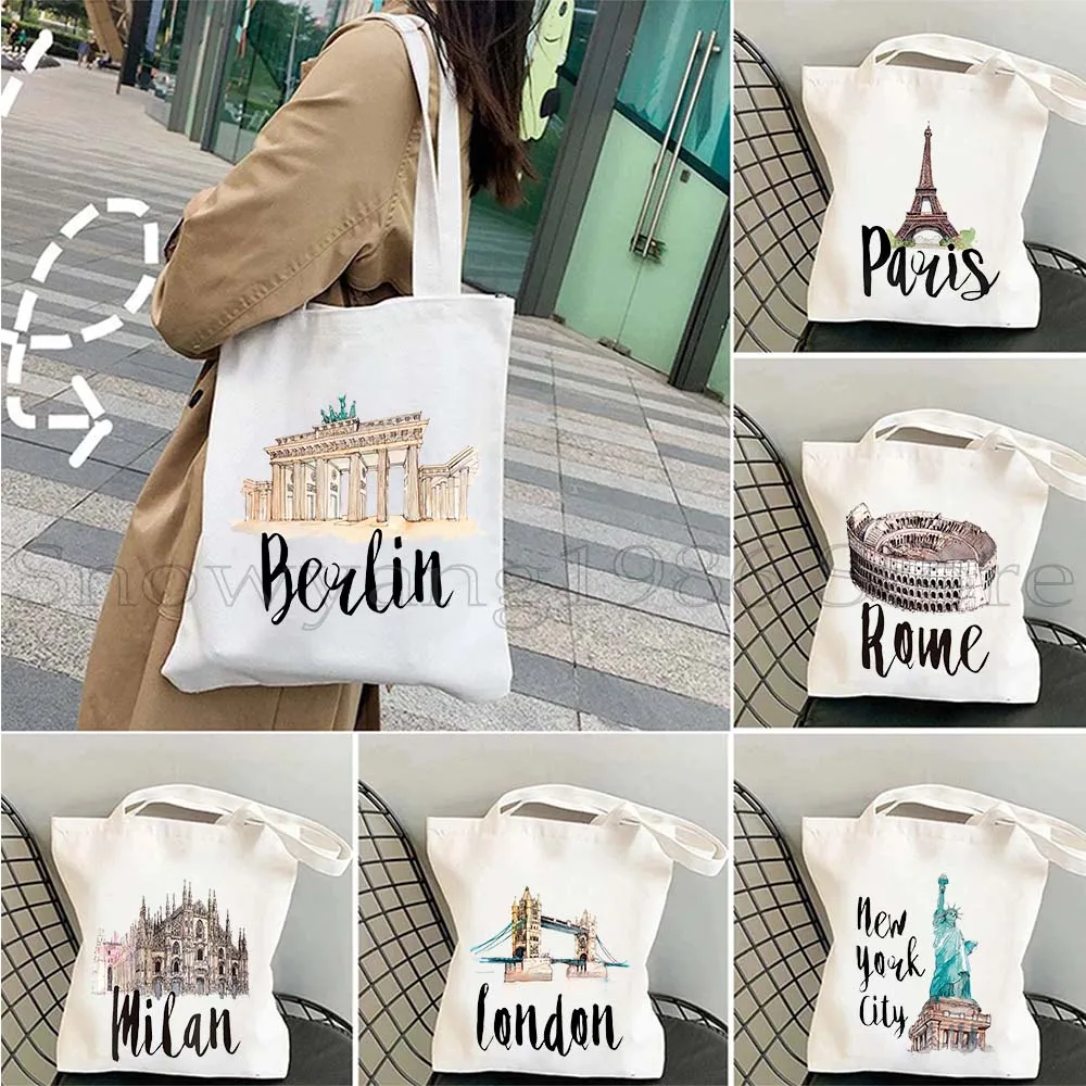 Taj Mahal Egypt Rome San Francisco Milan Moscow Netherlands New York Paris Tote Bag Berlin London Parthenon Los Angels Handbag