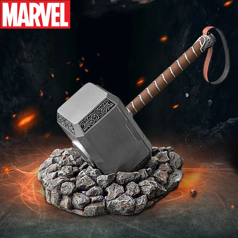 New Marvel Thor Hammer 1/1 Cosplay Full Metal Arms In Stock LED Light Base Figure Model Collection Ornaments Toy Christmas Gift