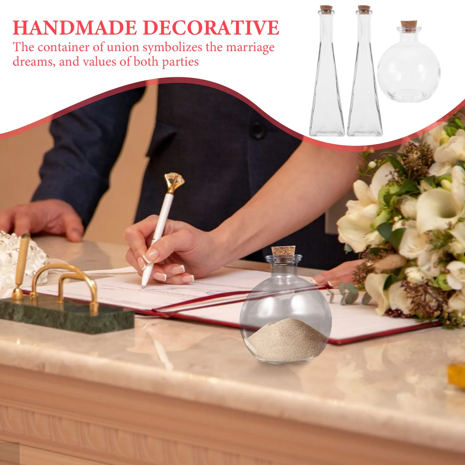 3Pcs Glass Sand Bottles Wedding Ceremony Set Corked Glass Containers Sand Art Bottle Kit Memory Jar for Bridal Shower Favors