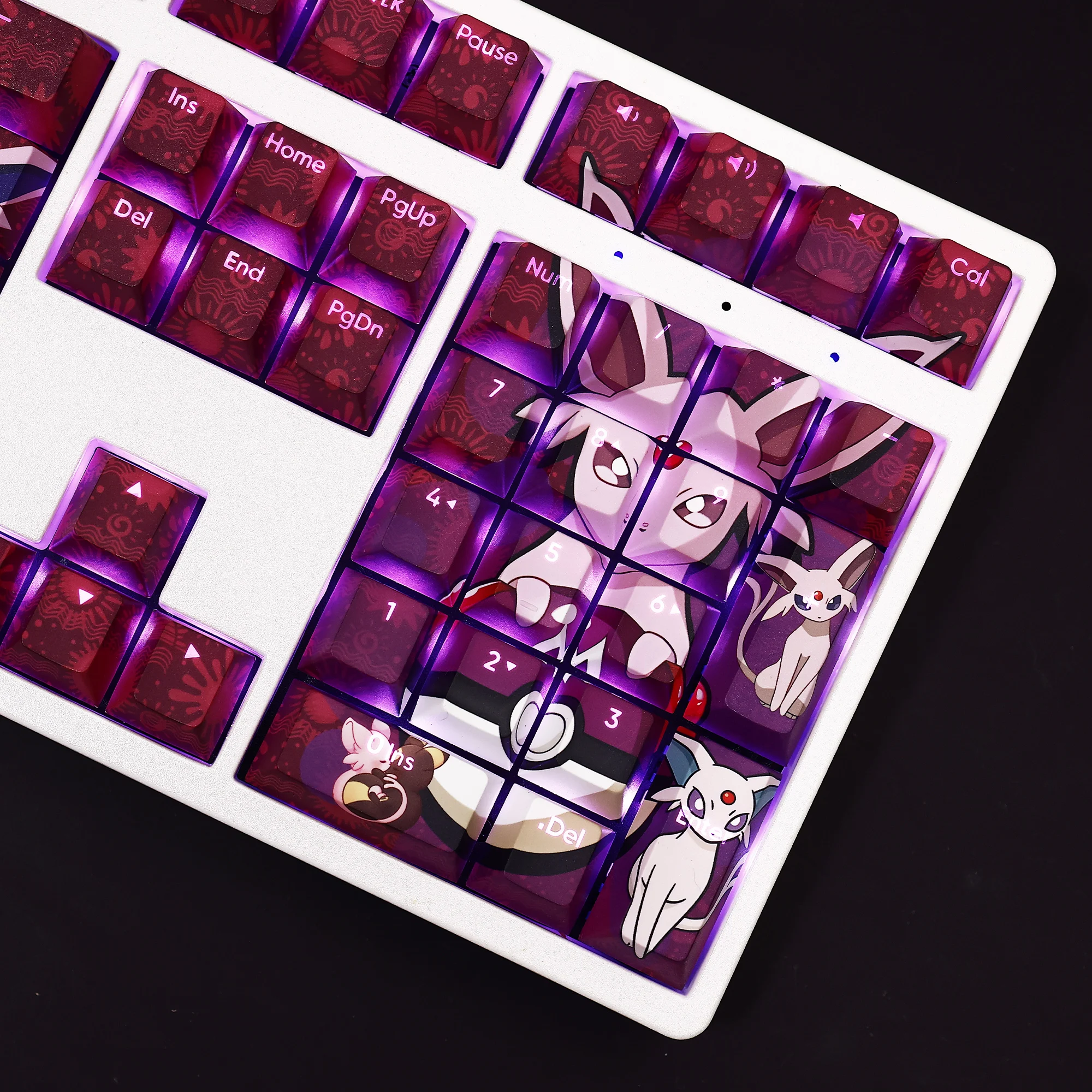 108 Keycap Espeon Theme Translucent Pbt Personalized Custom Five Sided Heat Sublimation Keycap Espeon Elf Moon Fox Anime Keycap