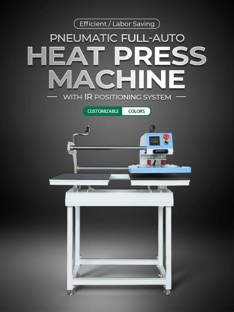 Good Quality Double Station Pneumatic Auto 40x60cm 15*23inch Heat Press Machine With Laser Alignment And Stand