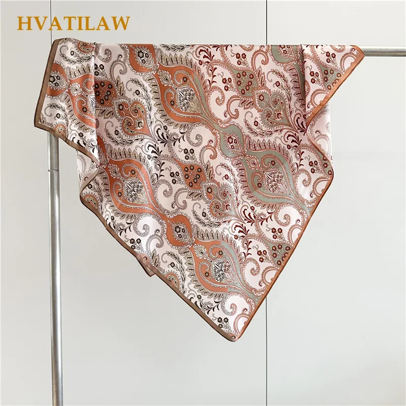 New 100% Natural Mulberry Silk Square Scarf 88x88cm for Women Watercolor Floral Print Luxury Hair Scarf Bandana Hijab shawl Wrap