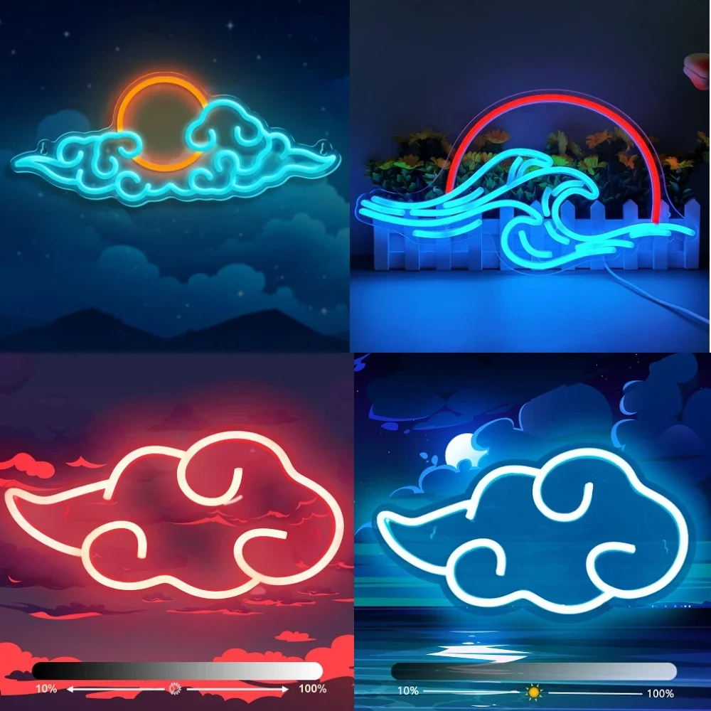 LED Cloud Neon Sign for Wall Decor Cool LED Lights USB Powered Neon Signs for Room Decoration Gift for Boy or Girls