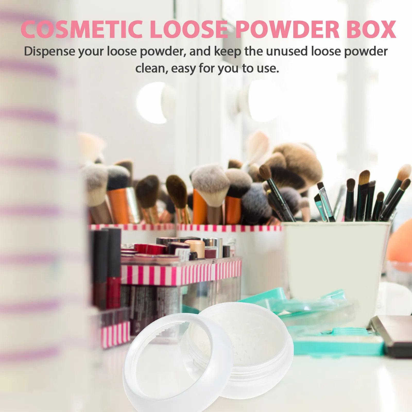 

Loose Powder Box Portable Empty Makeup Container 50G Plastic Case Detachable Lid Fine Workmanship for DIY Storage