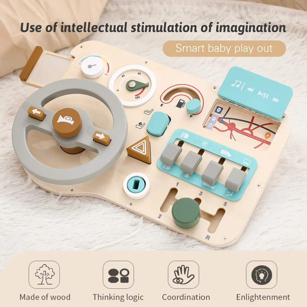 

Деревянная доска для занятий рулевым колесом детского автомобиля способствует координации рук и глаз Сенсорная игрушка для раннего обучения