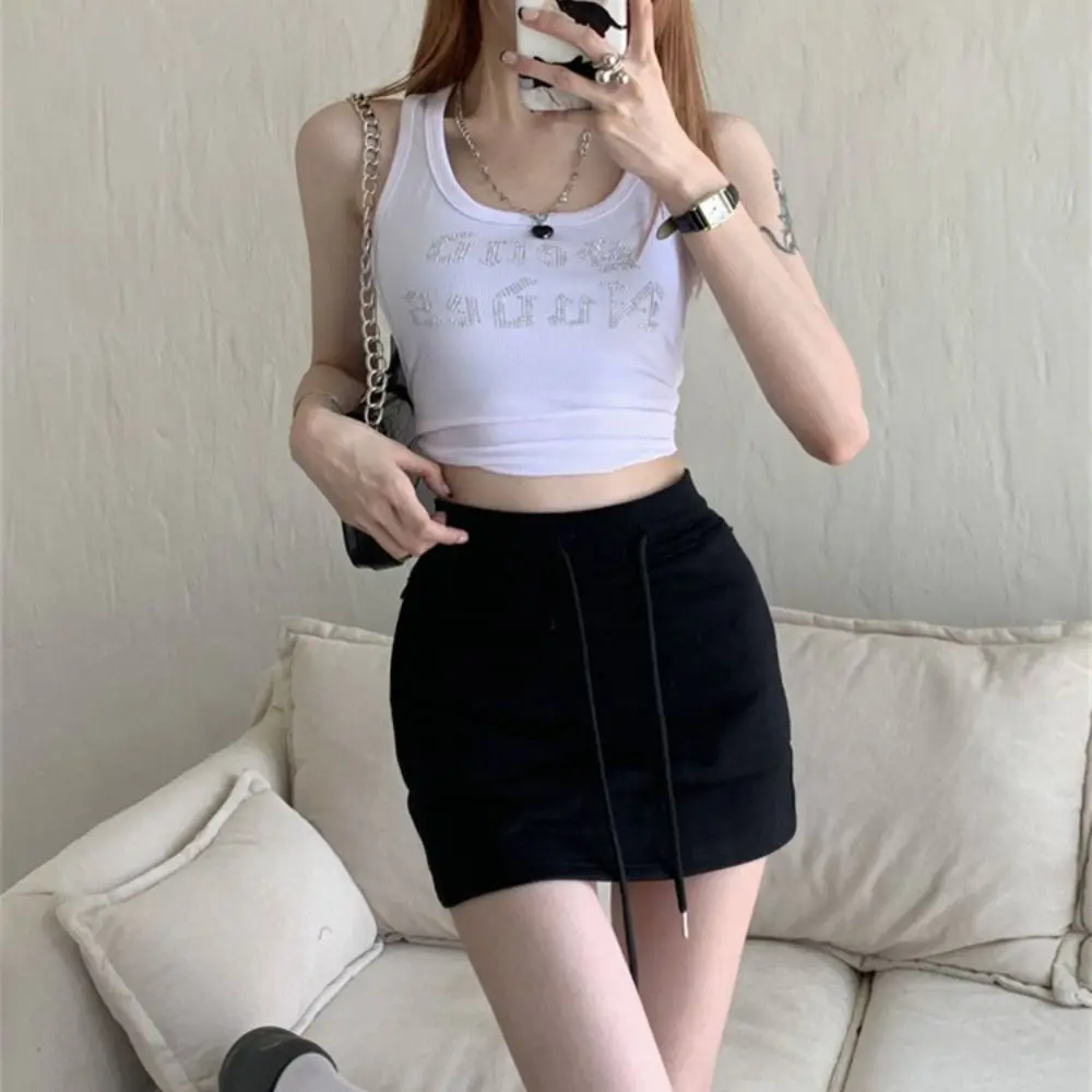 

Fashion High Waist Mini Skirt Drawstring Casual Short Skirt Sexy A-Line Streetwear 2024